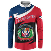 Dominican Republic Flag Button Sweatshirt with Map National Coat of Arms Island Silhouette - Wonder Print Shop