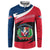 Dominican Republic Flag Button Sweatshirt with Map National Coat of Arms Island Silhouette - Wonder Print Shop