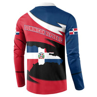 Dominican Republic Flag Button Sweatshirt with Map National Coat of Arms Island Silhouette - Wonder Print Shop