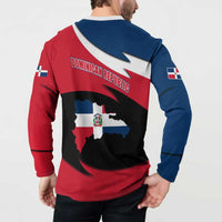 Dominican Republic Flag Button Sweatshirt with Map National Coat of Arms Island Silhouette - Wonder Print Shop