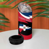 Dominican Republic Flag 4 in 1 Can Cooler Tumbler with Map National Coat of Arms Island Silhouette - Wonder Print Shop