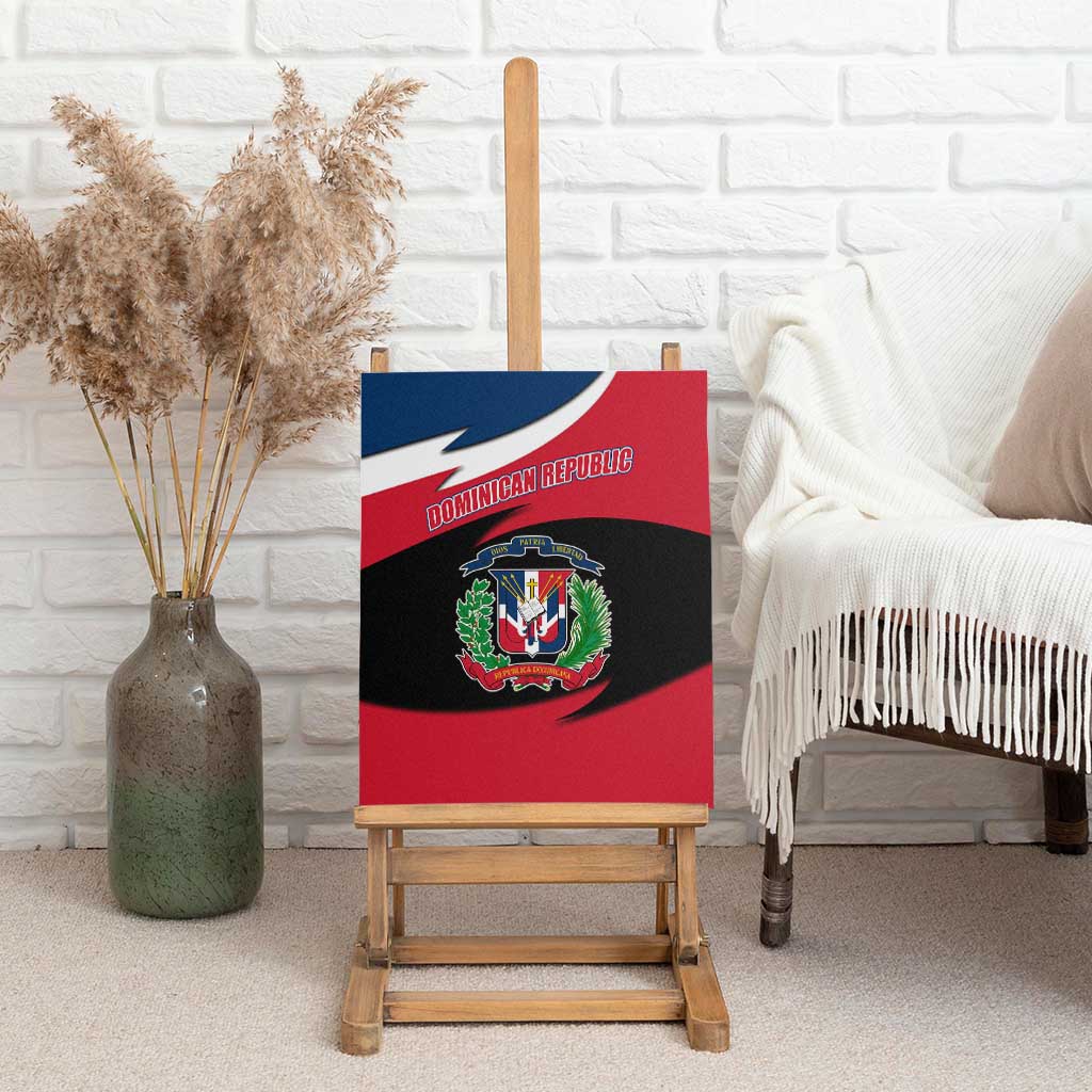 Dominican Republic Flag Canvas Wall Art with Map National Coat of Arms Island Silhouette - Wonder Print Shop