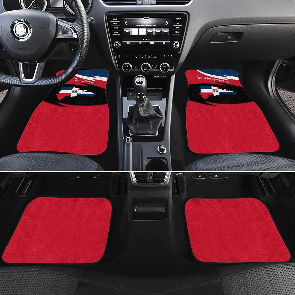 Dominican Republic Flag Car Mats with Map National Coat of Arms Island Silhouette - Wonder Print Shop