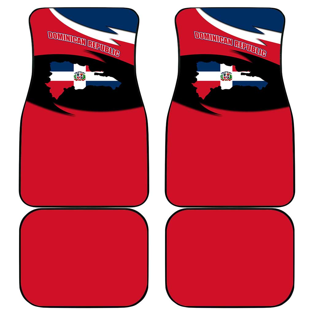 Dominican Republic Flag Car Mats with Map National Coat of Arms Island Silhouette - Wonder Print Shop