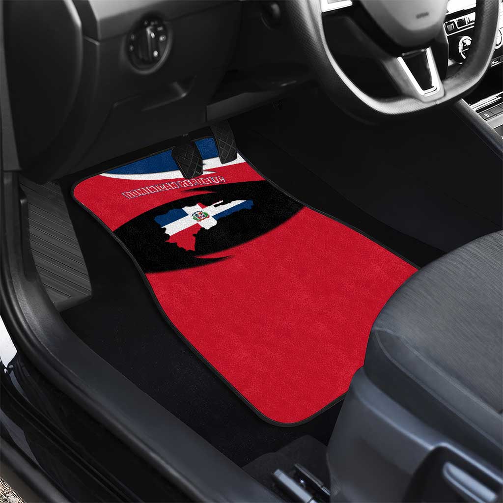 Dominican Republic Flag Car Mats with Map National Coat of Arms Island Silhouette - Wonder Print Shop