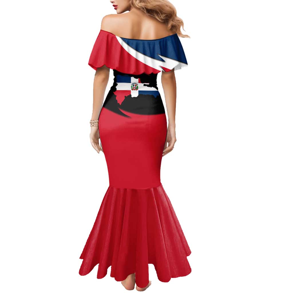 Dominican Republic Flag Family Matching Mermaid Dress and Hawaiian Shirt with Map National Coat of Arms Island Silhouette - Wonder Print Shop