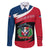 Dominican Republic Flag Family Matching Off The Shoulder Long Sleeve Dress and Hawaiian Shirt with Map National Coat of Arms Island Silhouette - Wonder Print Shop