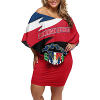 Dominican Republic Flag Family Matching Off Shoulder Short Dress and Hawaiian Shirt with Map National Coat of Arms Island Silhouette - Wonder Print Shop
