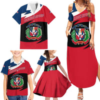 Dominican Republic Flag Family Matching Summer Maxi Dress and Hawaiian Shirt with Map National Coat of Arms Island Silhouette - Wonder Print Shop