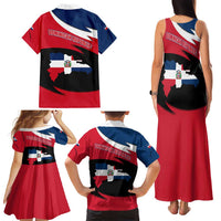 Dominican Republic Flag Family Matching Tank Maxi Dress and Hawaiian Shirt with Map National Coat of Arms Island Silhouette - Wonder Print Shop