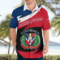 Dominican Republic Flag Hawaiian Shirt with Map National Coat of Arms Island Silhouette - Wonder Print Shop