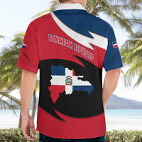Dominican Republic Flag Hawaiian Shirt with Map National Coat of Arms Island Silhouette - Wonder Print Shop