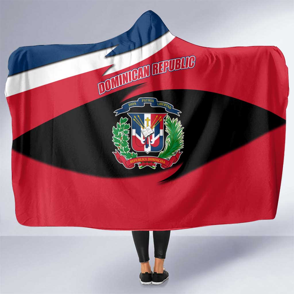 Dominican Republic Flag Hooded Blanket with Map National Coat of Arms Island Silhouette - Wonder Print Shop
