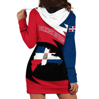 Dominican Republic Flag Hoodie Dress with Map National Coat of Arms Island Silhouette - Wonder Print Shop