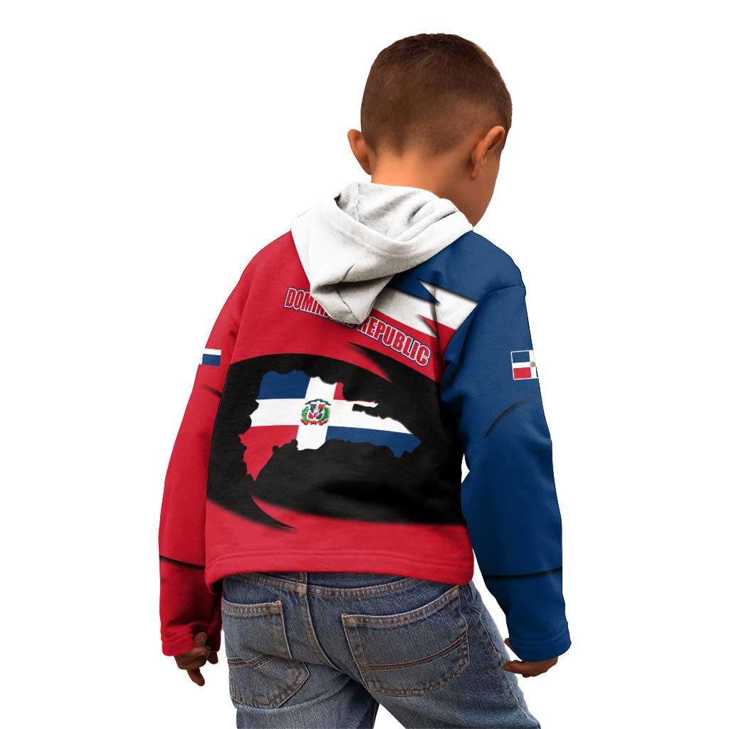 Dominican Republic Flag Kid Hoodie with Map National Coat of Arms Island Silhouette - Wonder Print Shop
