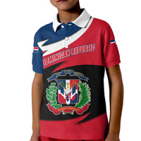 Dominican Republic Flag Kid Polo Shirt with Map National Coat of Arms Island Silhouette - Wonder Print Shop