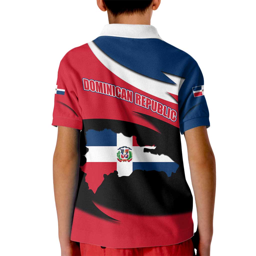 Dominican Republic Flag Kid Polo Shirt with Map National Coat of Arms Island Silhouette - Wonder Print Shop