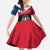 Dominican Republic Flag Kid Short Sleeve Dress with Map National Coat of Arms Island Silhouette - Wonder Print Shop