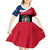 Dominican Republic Flag Kid Short Sleeve Dress with Map National Coat of Arms Island Silhouette - Wonder Print Shop