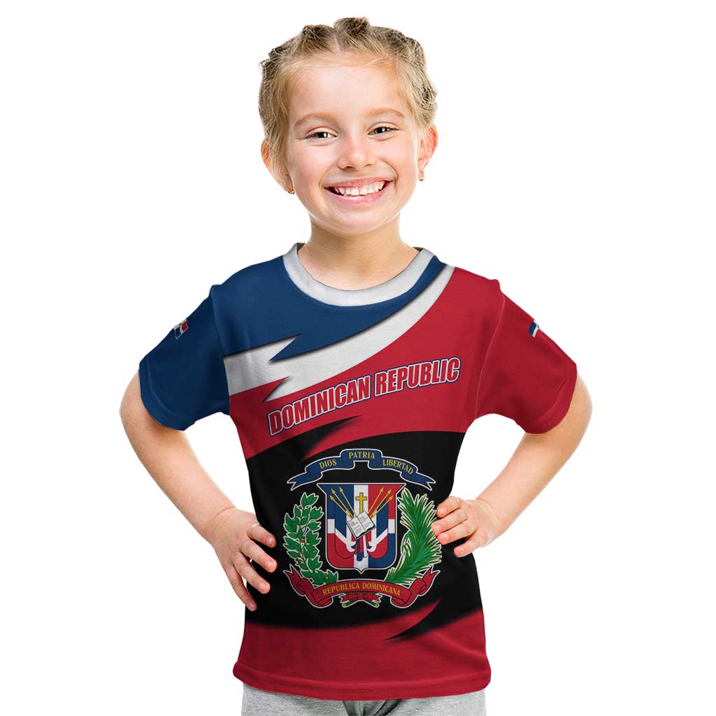 Dominican Republic Flag Kid T Shirt with Map National Coat of Arms Island Silhouette - Wonder Print Shop