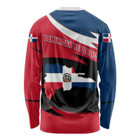 Dominican Republic Flag Long Sleeve Shirt with Map National Coat of Arms Island Silhouette - Wonder Print Shop