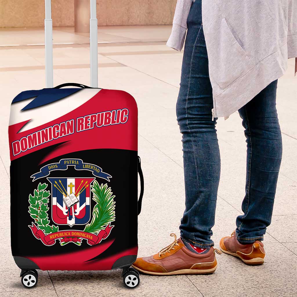 Dominican Republic Flag Luggage Cover with Map National Coat of Arms Island Silhouette - Wonder Print Shop