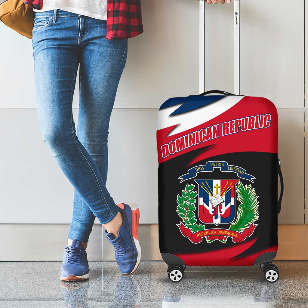 Dominican Republic Flag Luggage Cover with Map National Coat of Arms Island Silhouette - Wonder Print Shop