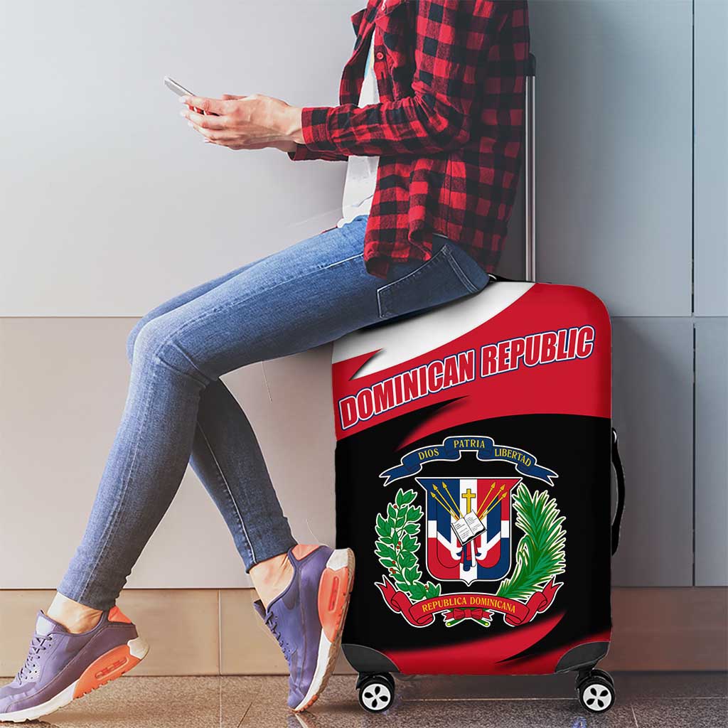 Dominican Republic Flag Luggage Cover with Map National Coat of Arms Island Silhouette - Wonder Print Shop