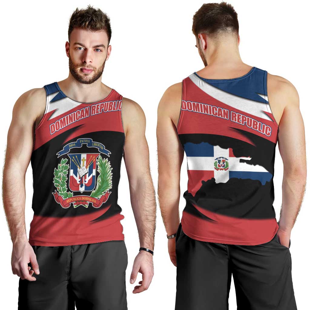 Dominican Republic Flag Men Tank Top with Map National Coat of Arms Island Silhouette - Wonder Print Shop