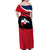 Dominican Republic Flag Off Shoulder Maxi Dress with Map National Coat of Arms Island Silhouette - Wonder Print Shop