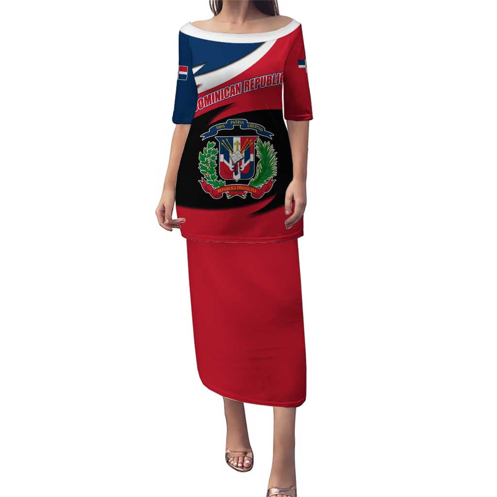 Dominican Republic Flag Puletasi with Map National Coat of Arms Island Silhouette - Wonder Print Shop