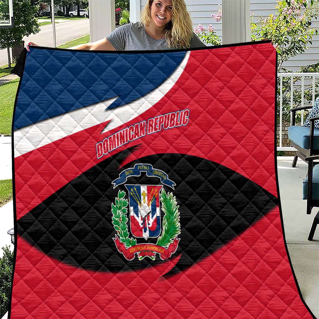 Dominican Republic Flag Quilt with Map National Coat of Arms Island Silhouette - Wonder Print Shop
