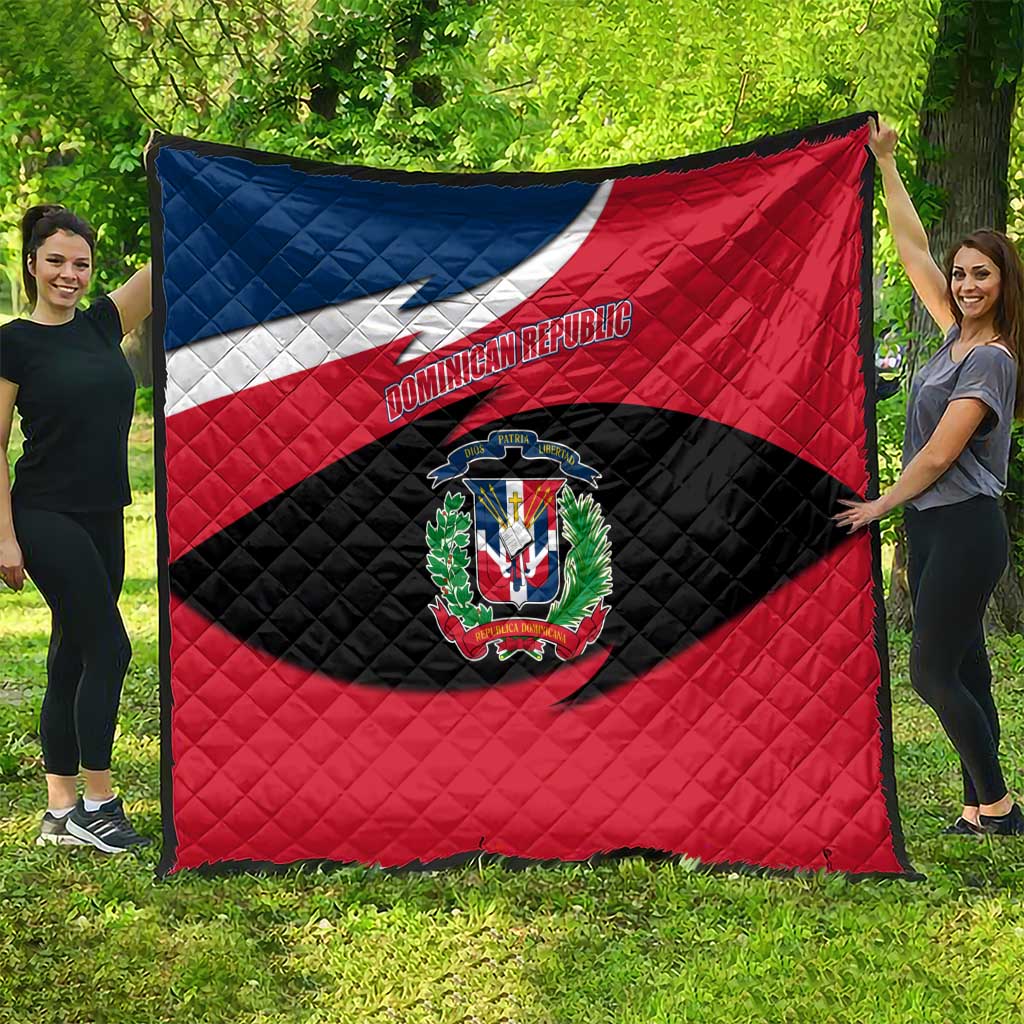 Dominican Republic Flag Quilt with Map National Coat of Arms Island Silhouette - Wonder Print Shop