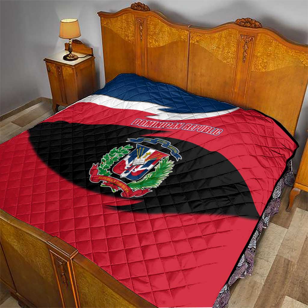 Dominican Republic Flag Quilt with Map National Coat of Arms Island Silhouette - Wonder Print Shop