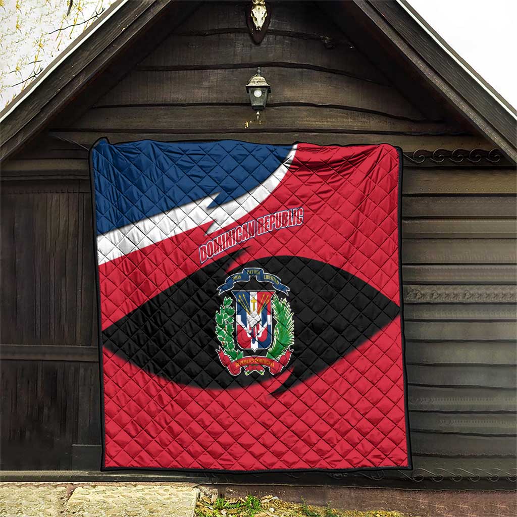 Dominican Republic Flag Quilt with Map National Coat of Arms Island Silhouette - Wonder Print Shop