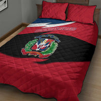 Dominican Republic Flag Quilt Bed Set with Map National Coat of Arms Island Silhouette - Wonder Print Shop