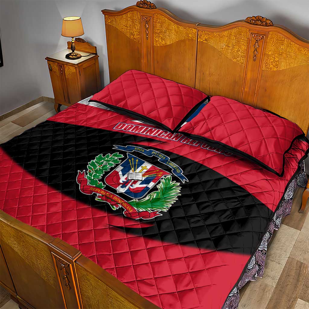 Dominican Republic Flag Quilt Bed Set with Map National Coat of Arms Island Silhouette - Wonder Print Shop