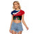 Dominican Republic Flag Raglan Cropped T Shirt with Map National Coat of Arms Island Silhouette - Wonder Print Shop