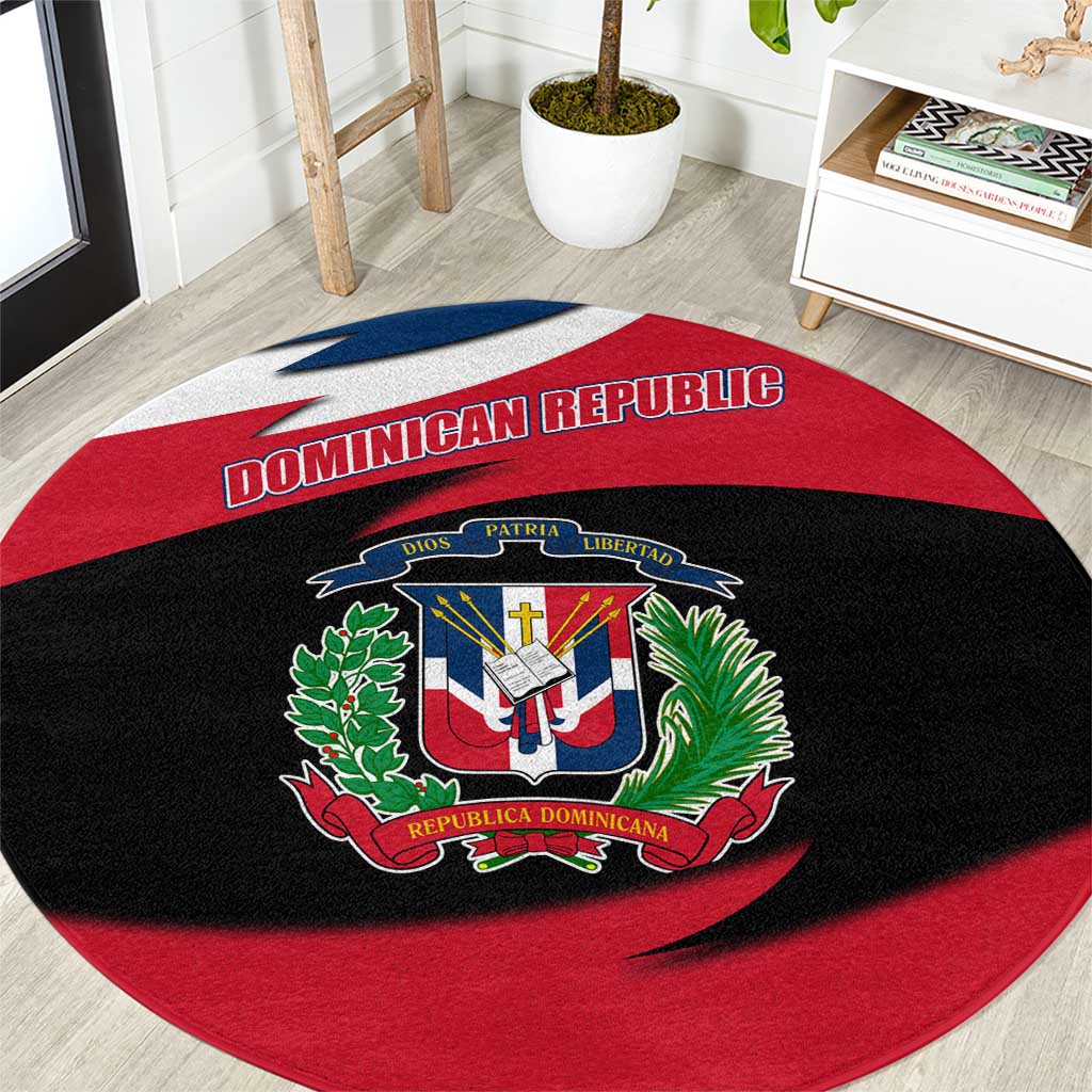 Dominican Republic Flag Round Carpet with Map National Coat of Arms Island Silhouette - Wonder Print Shop