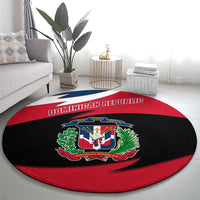Dominican Republic Flag Round Carpet with Map National Coat of Arms Island Silhouette - Wonder Print Shop