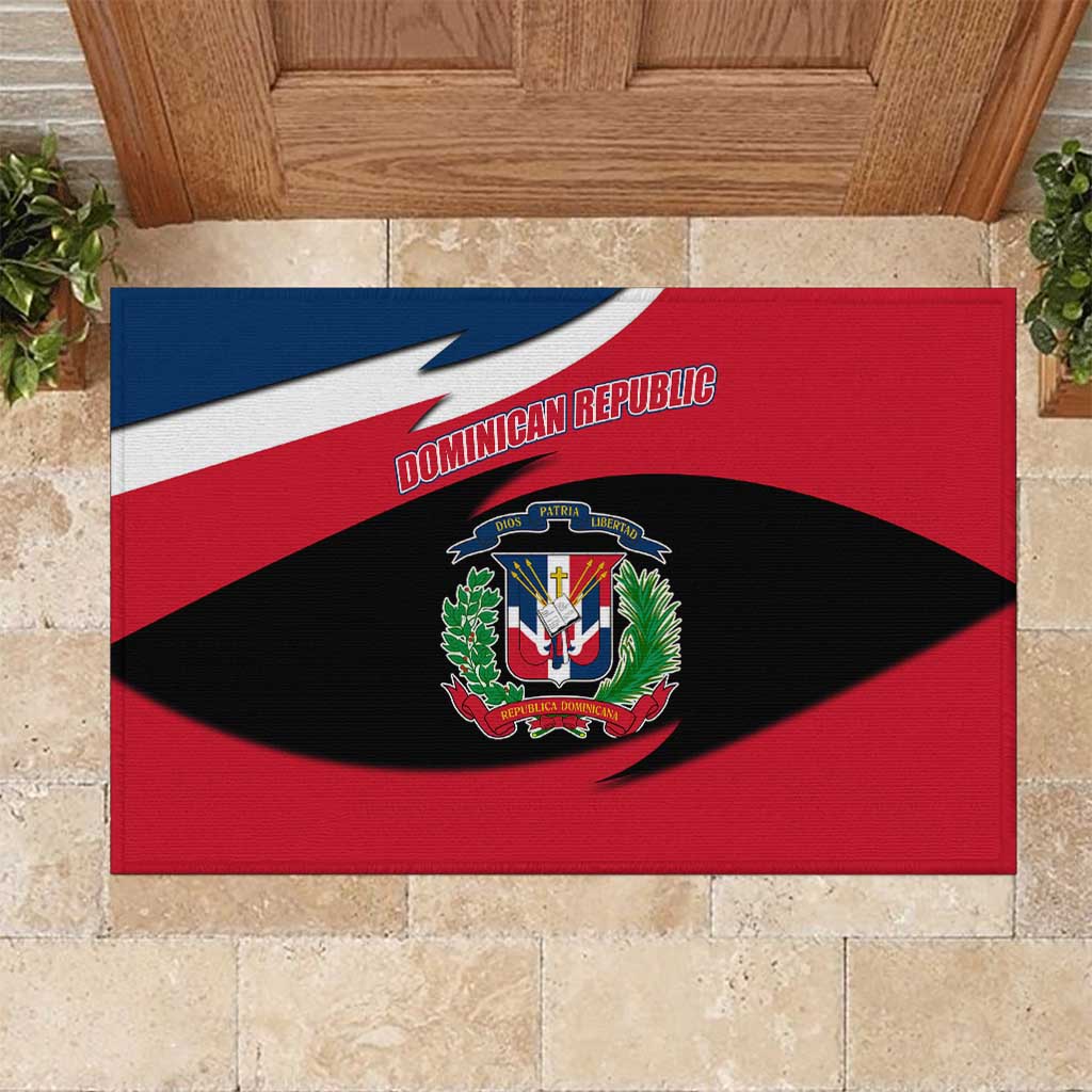 Dominican Republic Flag Rubber Doormat with Map National Coat of Arms Island Silhouette - Wonder Print Shop