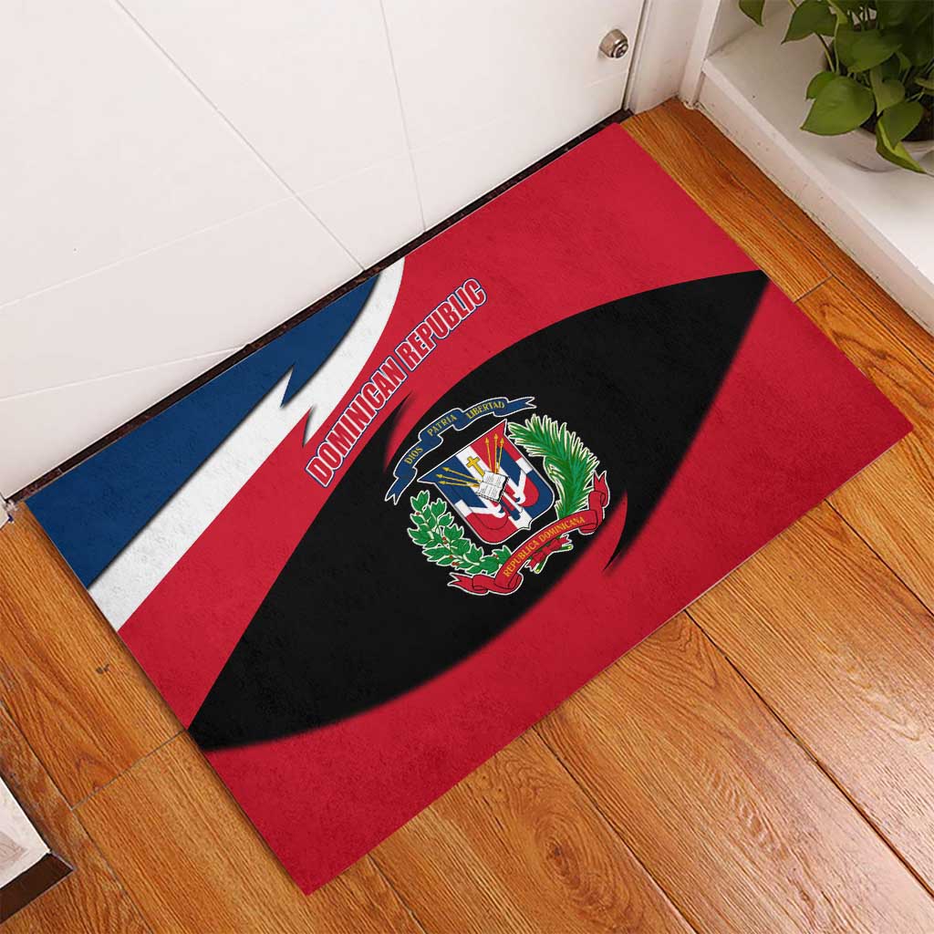 Dominican Republic Flag Rubber Doormat with Map National Coat of Arms Island Silhouette - Wonder Print Shop