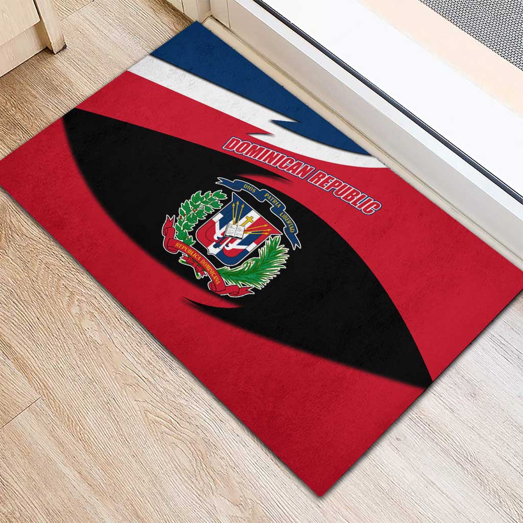 Dominican Republic Flag Rubber Doormat with Map National Coat of Arms Island Silhouette - Wonder Print Shop
