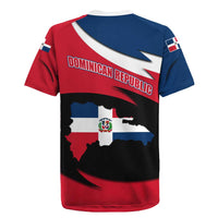 Dominican Republic Flag Rugby Jersey with Map National Coat of Arms Island Silhouette - Wonder Print Shop