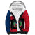 Dominican Republic Flag Sherpa Hoodie with Map National Coat of Arms Island Silhouette - Wonder Print Shop