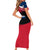 Dominican Republic Flag Short Sleeve Bodycon Dress with Map National Coat of Arms Island Silhouette - Wonder Print Shop