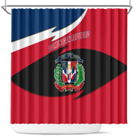 Dominican Republic Flag Shower Curtain with Map National Coat of Arms Island Silhouette - Wonder Print Shop