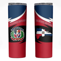 Dominican Republic Flag Skinny Tumbler with Map National Coat of Arms Island Silhouette - Wonder Print Shop