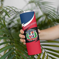 Dominican Republic Flag Skinny Tumbler with Map National Coat of Arms Island Silhouette - Wonder Print Shop