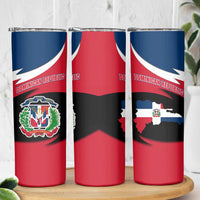 Dominican Republic Flag Skinny Tumbler with Map National Coat of Arms Island Silhouette - Wonder Print Shop
